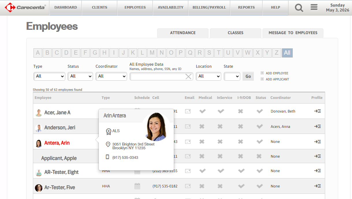 Carecenta employees screenshot
